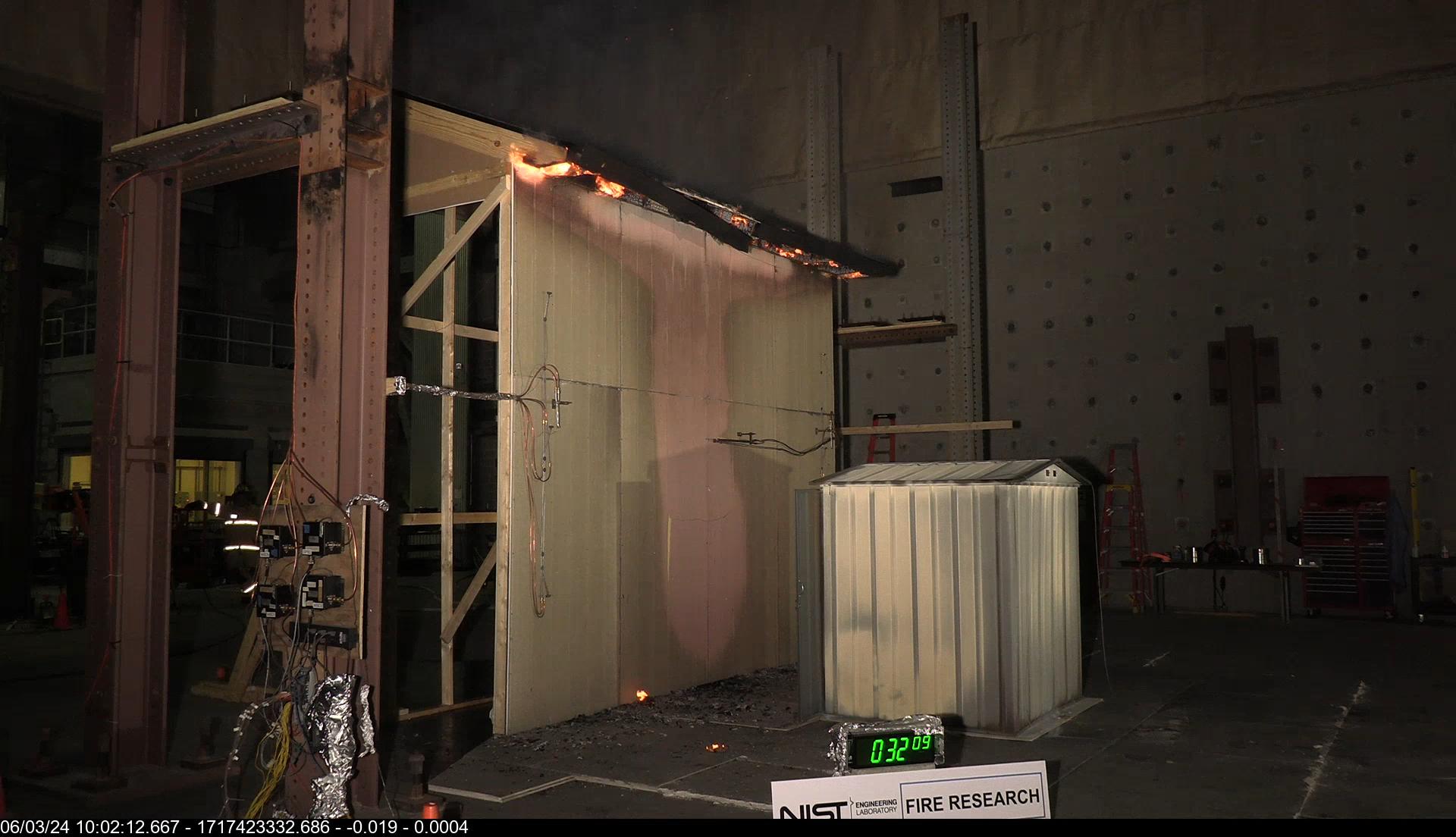 Flames thru vent, south